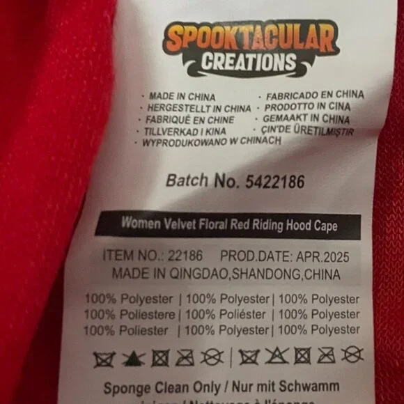 Red Riding Hood Velvet Cape - Picture 3 of 5